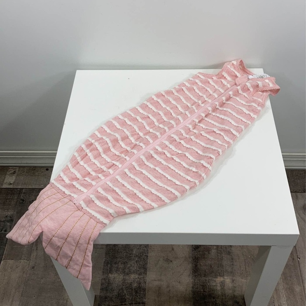 Mud Pie Pink and White Knit Mermaid Tail sleep sack